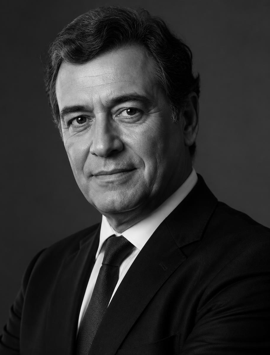 Retrato editorial em preto e branco de Ricardo Monteiro