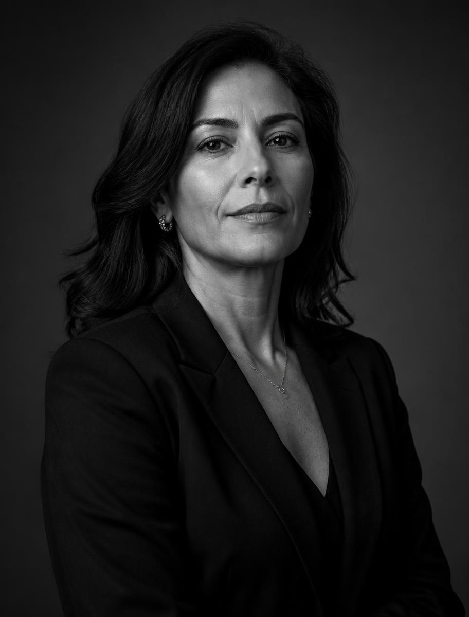 Retrato editorial em preto e branco de Helena Almeida